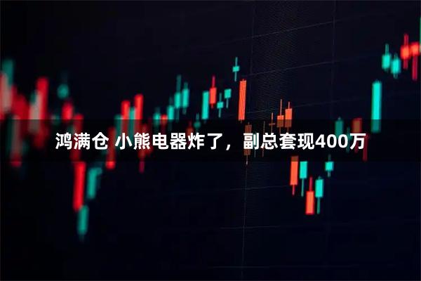 鸿满仓 小熊电器炸了，副总套现400万